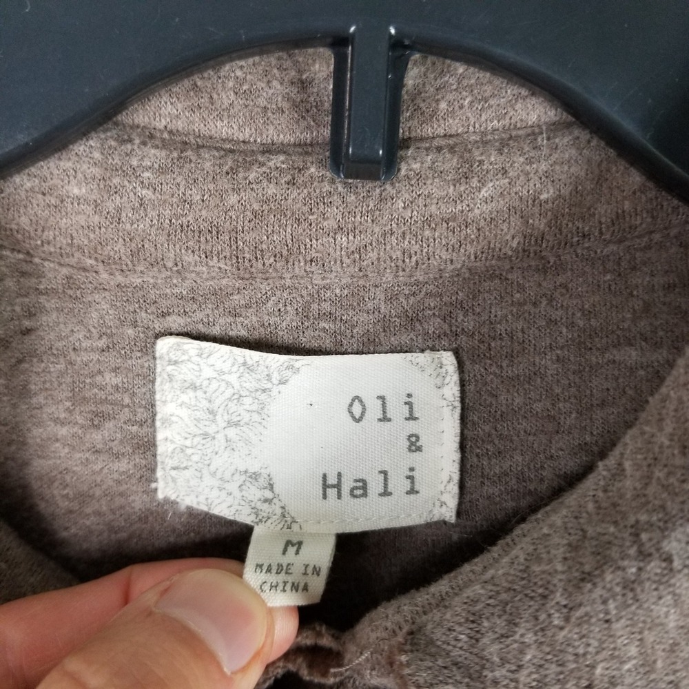 Oli & Hali Shacket Women M Brown Contrast Fleece Elbow Patch EJ30276 - Picture 3 of 7